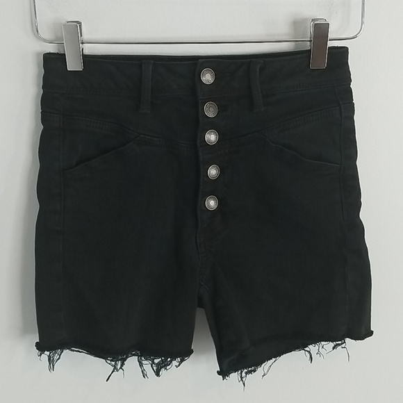 American Eagle Outfitters Pants - American Eagle Black Buttonfly Denim Shorts 2